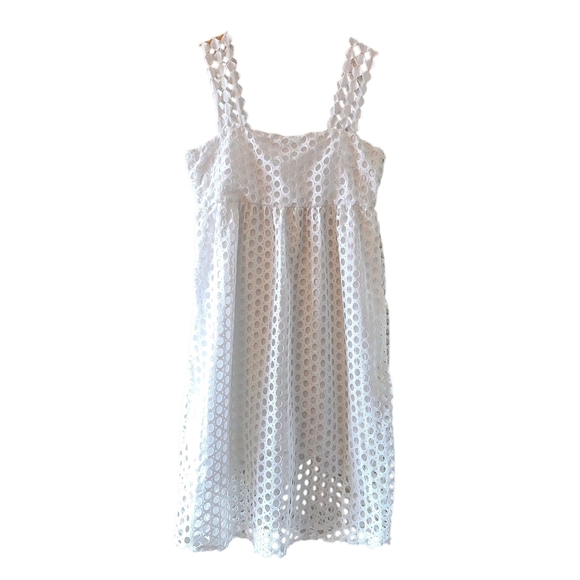 Line & Dot Raneal Dress Loop Laced Eyelet Lace White Back Zipper Size Medium - Picture 2 of 12